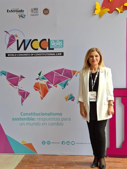 Prof. Marieta Safta în fața panoului World Congress of Constitutional Law 2026, Universidad Externado de Colombia
